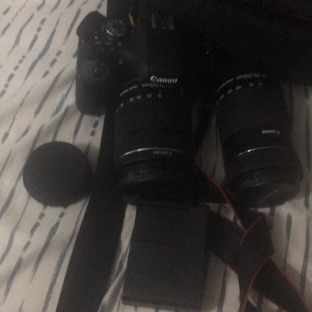 Canon T6i DSLR camera with 18-135 and 55-250 lens.